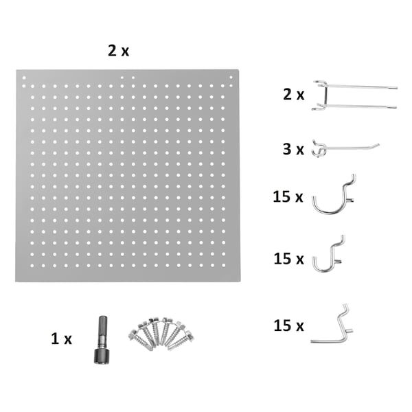National Public Seating NPS Set of 2 Peg Boards and 50 Hooks for 24" Wide HDT8 and SLT8 Tables PEG24-8 - main
